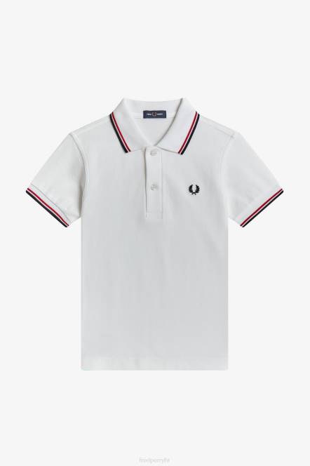 Fred Perry djeca k majica s dva vrha N42N706 odjeća bijela/jarko crvena/mornarska