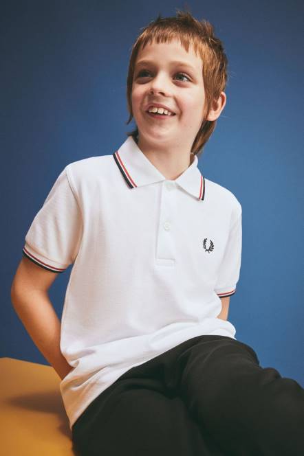 Fred Perry djeca k majica s dva vrha N42N706 odjeća bijela/jarko crvena/mornarska