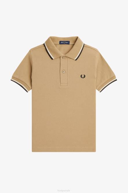 Fred Perry djeca k majica s dva vrha N42N710 odjeća toplo kameno/snježno bijelo/crno