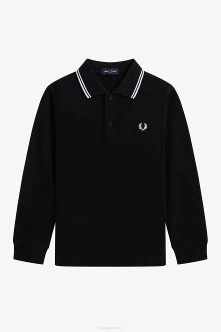 Fred Perry djeca k majica s dva vrha dugih rukava N42N715 odjeća tamnoplava/bijela/crvena