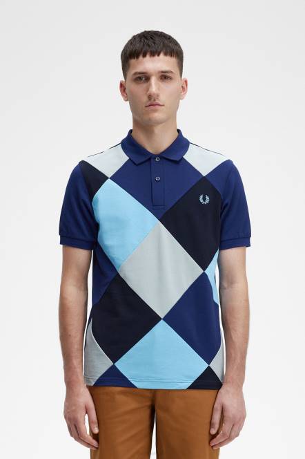 Fred Perry muškarci harlekin polo majica N42N337 odjeća francuska mornarica