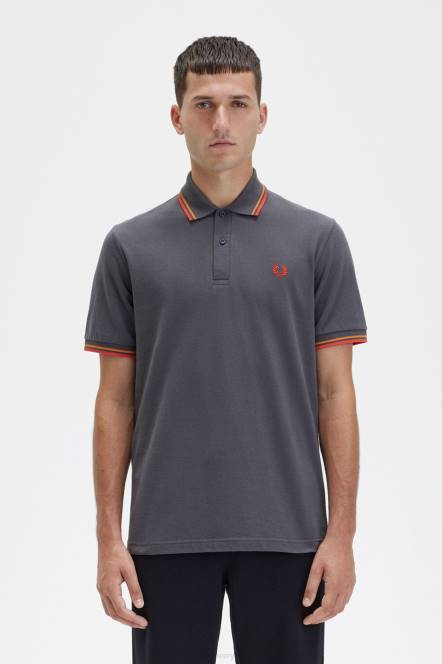 Fred Perry muškarci m12 N42N350 odjeća gunmetal/cyber narančasta/cyber crvena