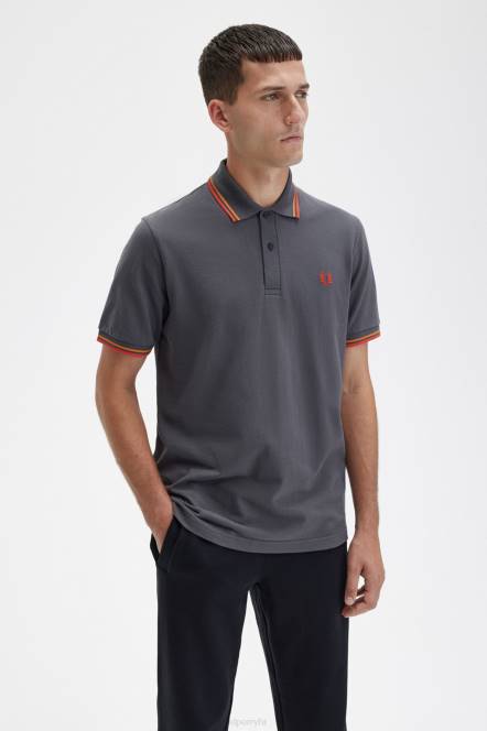 Fred Perry muškarci m12 N42N350 odjeća gunmetal/cyber narančasta/cyber crvena