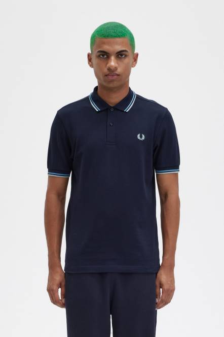 Fred Perry muškarci m3600 1 košulja N42N257 odjeća tamnoplava/nježno plava/srebrnoplava
