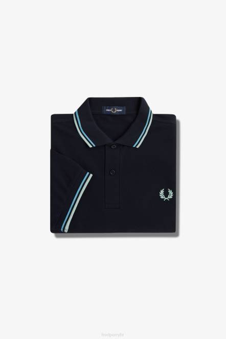 Fred Perry muškarci m3600 1 košulja N42N257 odjeća tamnoplava/nježno plava/srebrnoplava
