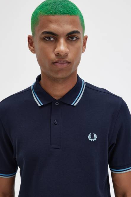 Fred Perry muškarci m3600 1 košulja N42N257 odjeća tamnoplava/nježno plava/srebrnoplava