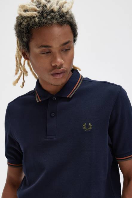 Fred Perry muškarci m3600 1 košulja N42N260 odjeća tamnoplava/ljuspice oraha/uniforma zelena