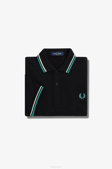 Fred Perry muškarci m3600 1 košulja N42N263 odjeća crna/svilenkasta breskva/duboka menta