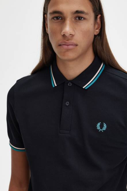 Fred Perry muškarci m3600 1 košulja N42N263 odjeća crna/svilenkasta breskva/duboka menta