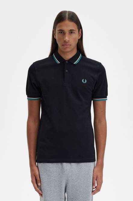 Fred Perry muškarci m3600 1 košulja N42N263 odjeća crna/svilenkasta breskva/duboka menta