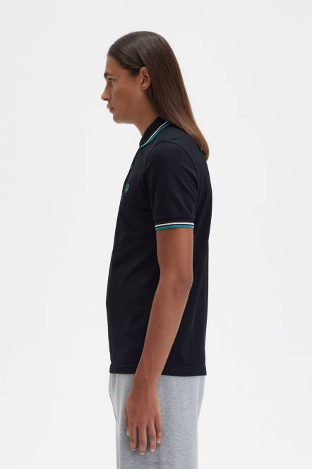 Fred Perry muškarci m3600 1 košulja N42N263 odjeća crna/svilenkasta breskva/duboka menta