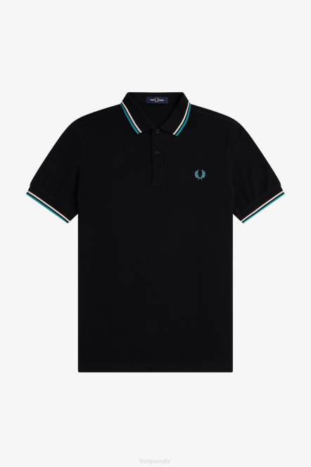 Fred Perry muškarci m3600 1 košulja N42N263 odjeća crna/svilenkasta breskva/duboka menta