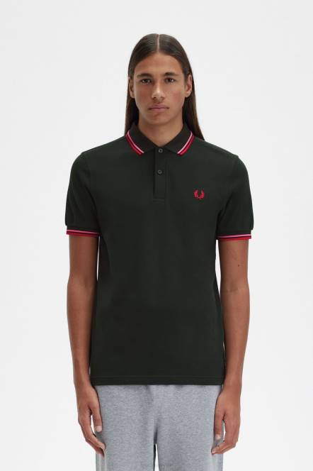 Fred Perry muškarci m3600 1 košulja N42N265 odjeća noćno zelena/jarko ružičasta/isprano crvena