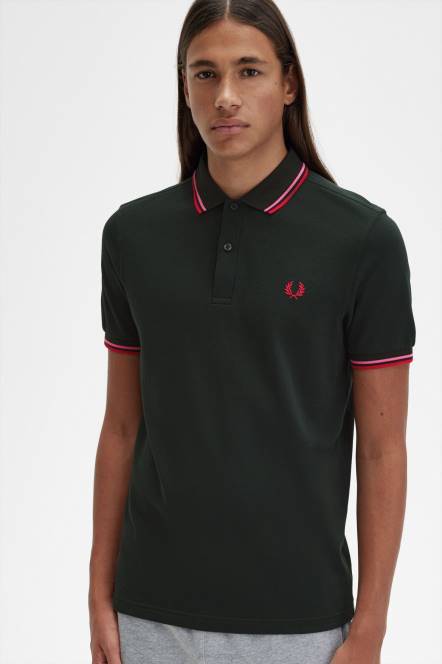Fred Perry muškarci m3600 1 košulja N42N265 odjeća noćno zelena/jarko ružičasta/isprano crvena