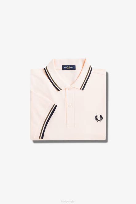 Fred Perry muškarci m3600 1 košulja N42N271 odjeća svilenkasta breskva/uniforma zelena/mornarska