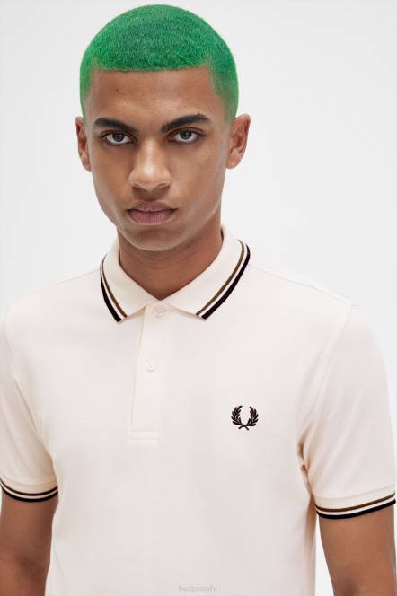 Fred Perry muškarci m3600 1 košulja N42N271 odjeća svilenkasta breskva/uniforma zelena/mornarska