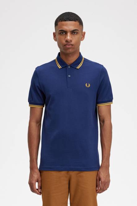 Fred Perry muškarci m3600 2 košulja N42N289 odjeća francuska mornarica/zlatni sat