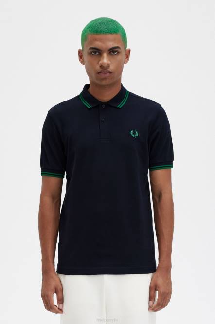 Fred Perry muškarci m3600 2 košulja N42N290 odjeća tamnoplava/zelena