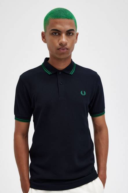 Fred Perry muškarci m3600 2 košulja N42N290 odjeća tamnoplava/zelena
