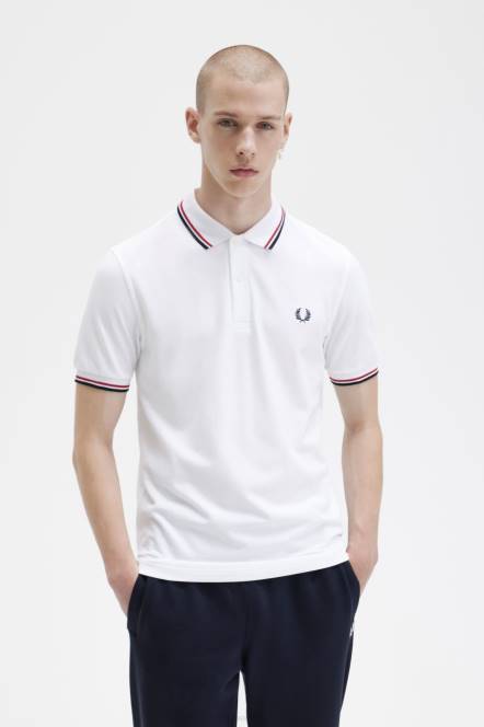 Fred Perry muškarci m3600 2 košulja N42N297 odjeća bijela/jarko crvena/mornarska