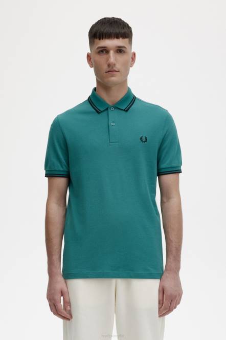 Fred Perry muškarci m3600 3 košulja N42N307 odjeća duboka menta/crna