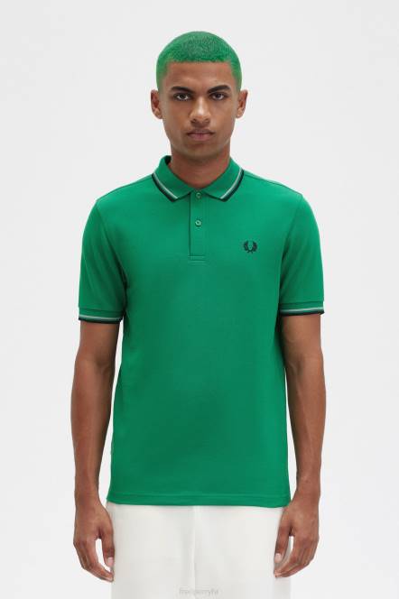 Fred Perry muškarci m3600 3 košulja N42N311 odjeća zelena/morska trava/mornarska