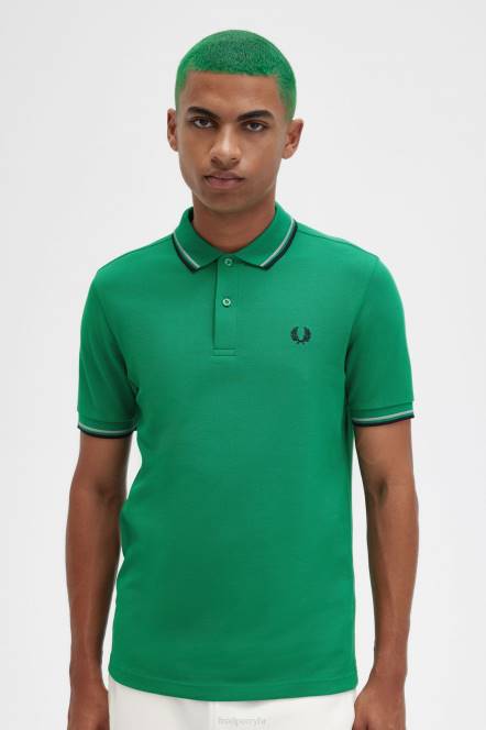 Fred Perry muškarci m3600 3 košulja N42N311 odjeća zelena/morska trava/mornarska
