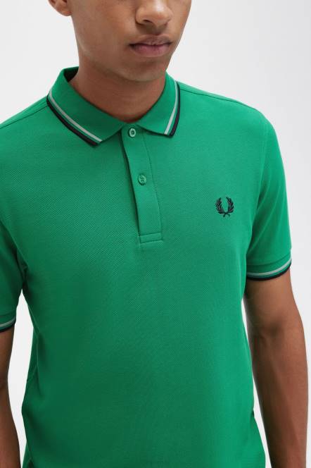 Fred Perry muškarci m3600 3 košulja N42N311 odjeća zelena/morska trava/mornarska