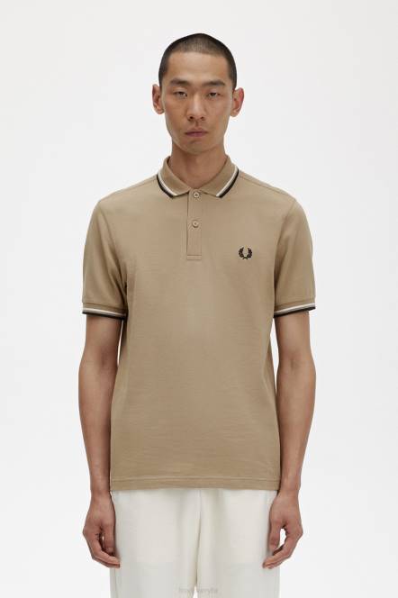 Fred Perry muškarci m3600 3 košulja N42N314 odjeća toplo kameno/snježno bijelo/crno