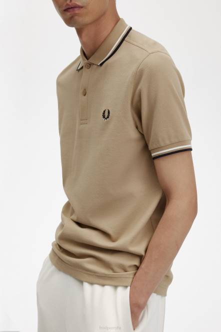 Fred Perry muškarci m3600 3 košulja N42N314 odjeća toplo kameno/snježno bijelo/crno