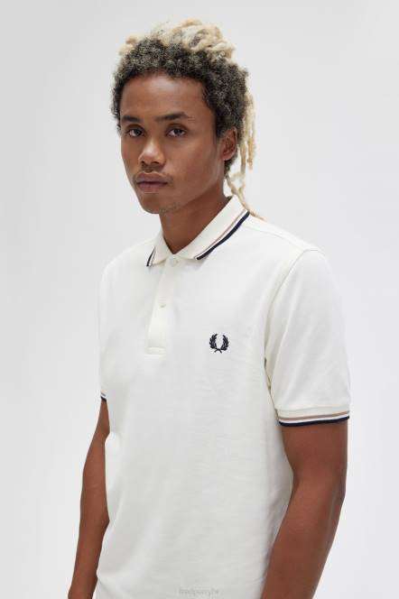 Fred Perry muškarci m3600 3 košulja N42N319 odjeća ecru/topli kamen/mornarska