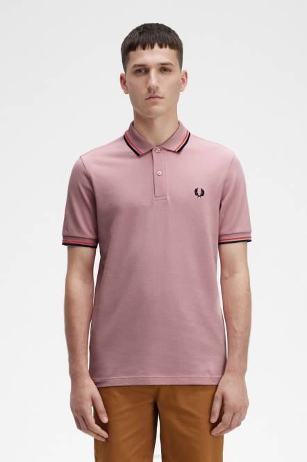 Fred Perry muškarci m3600 3 košulja N42N321 odjeća kreda ružičasta/isprano crvena/crna
