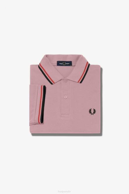 Fred Perry muškarci m3600 3 košulja N42N321 odjeća kreda ružičasta/isprano crvena/crna
