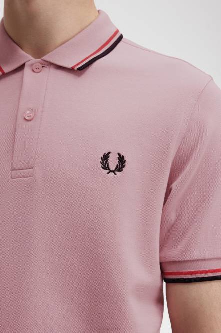 Fred Perry muškarci m3600 3 košulja N42N321 odjeća kreda ružičasta/isprano crvena/crna
