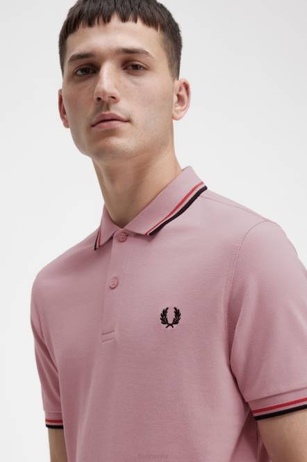 Fred Perry muškarci m3600 3 košulja N42N321 odjeća kreda ružičasta/isprano crvena/crna