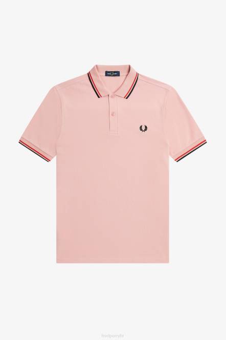 Fred Perry muškarci m3600 3 košulja N42N321 odjeća kreda ružičasta/isprano crvena/crna