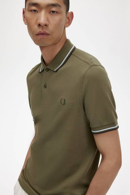 Fred Perry muškarci m3600 3 košulja N42N328 odjeća ravnomjerno zelena/svijetli led/noćno zelena