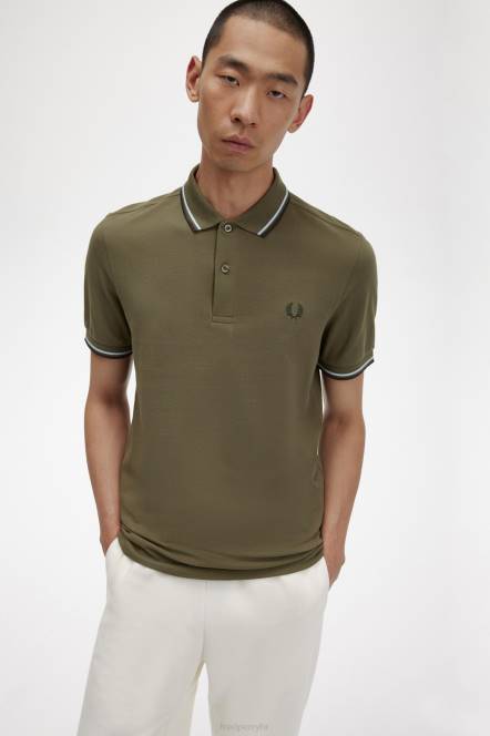 Fred Perry muškarci m3600 3 košulja N42N328 odjeća ravnomjerno zelena/svijetli led/noćno zelena