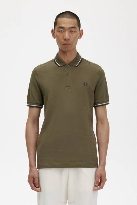 Fred Perry muškarci m3600 3 košulja N42N328 odjeća ravnomjerno zelena/svijetli led/noćno zelena