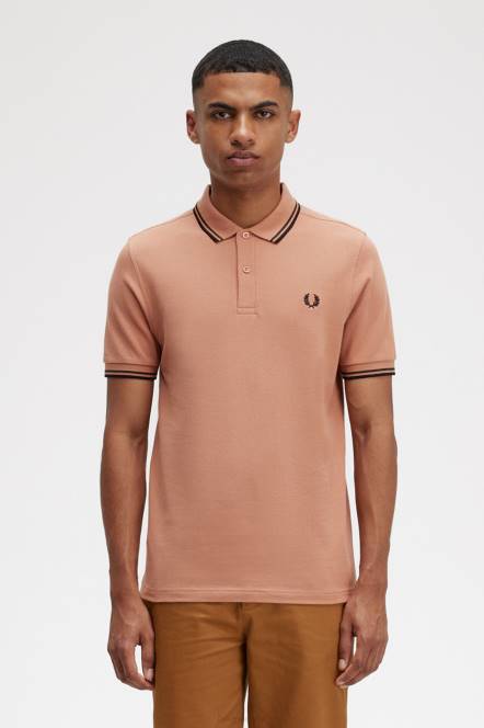 Fred Perry muškarci m3600 3 košulja N42N348 odjeća svijetlo hrđa/noćno zelena/crna