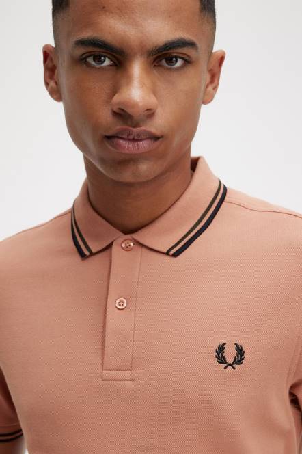 Fred Perry muškarci m3600 3 košulja N42N348 odjeća svijetlo hrđa/noćno zelena/crna