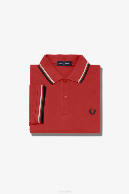 Fred Perry muškarci m3600 3 košulja N42N367 odjeća isprano crveno/snježnobijelo/crno