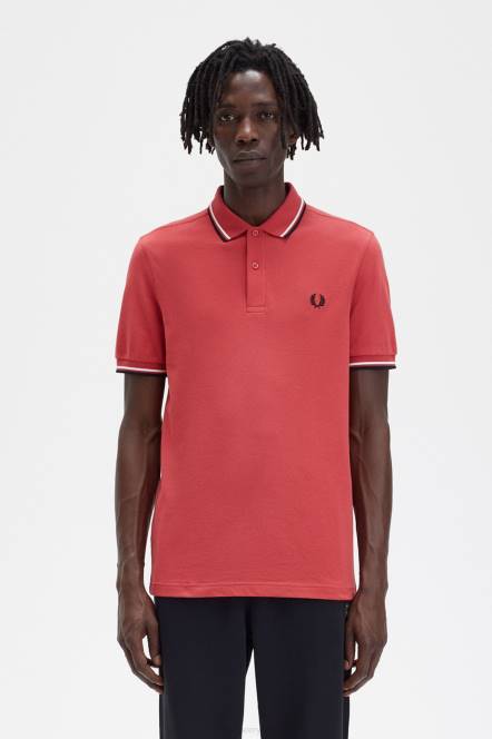 Fred Perry muškarci m3600 3 košulja N42N367 odjeća isprano crveno/snježnobijelo/crno