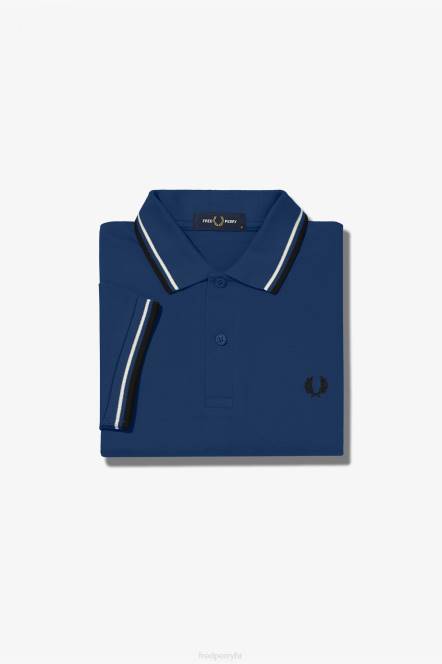 Fred Perry muškarci m3600 3 košulja N42N373 odjeća osjenčana kobalt/snježno bijela/crna