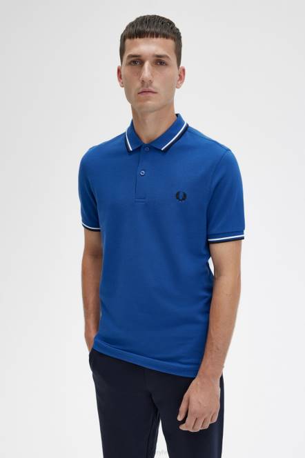 Fred Perry muškarci m3600 3 košulja N42N373 odjeća osjenčana kobalt/snježno bijela/crna