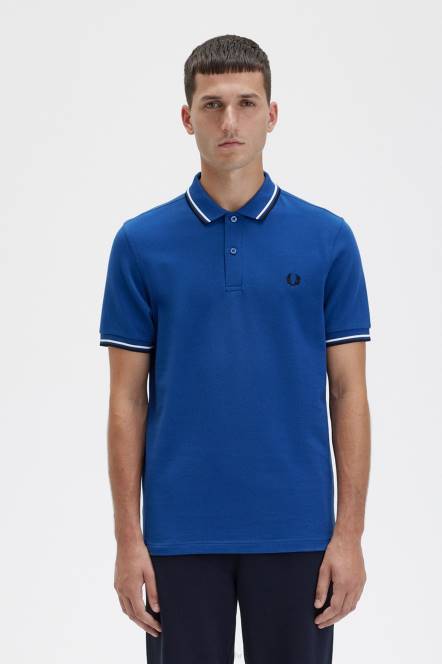 Fred Perry muškarci m3600 3 košulja N42N373 odjeća osjenčana kobalt/snježno bijela/crna