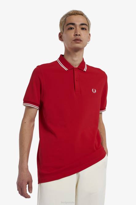 Fred Perry muškarci m3600 3 košulja N42N376 odjeća luda crvena/snježnobijela