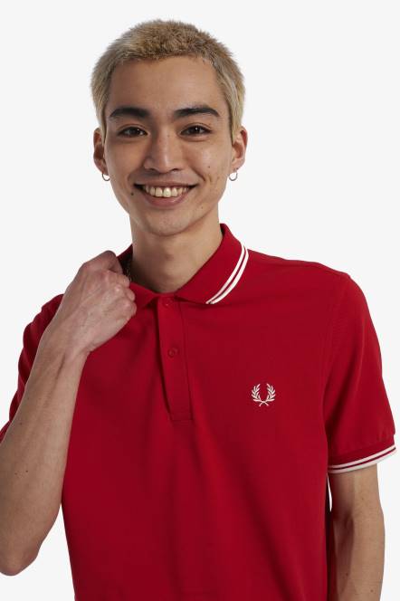 Fred Perry muškarci m3600 3 košulja N42N376 odjeća luda crvena/snježnobijela