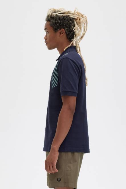 Fred Perry muškarci polo majica s glitch prugama N42N280 odjeća mornarica