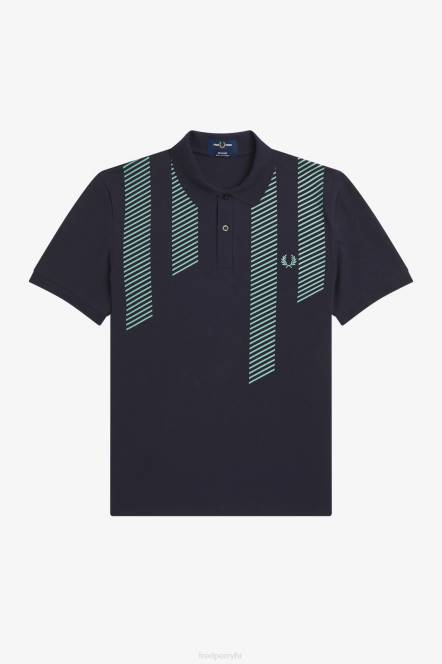 Fred Perry muškarci polo majica s glitch prugama N42N280 odjeća mornarica